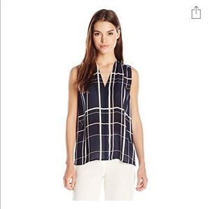 Vince Lattice print sleeveless silk top